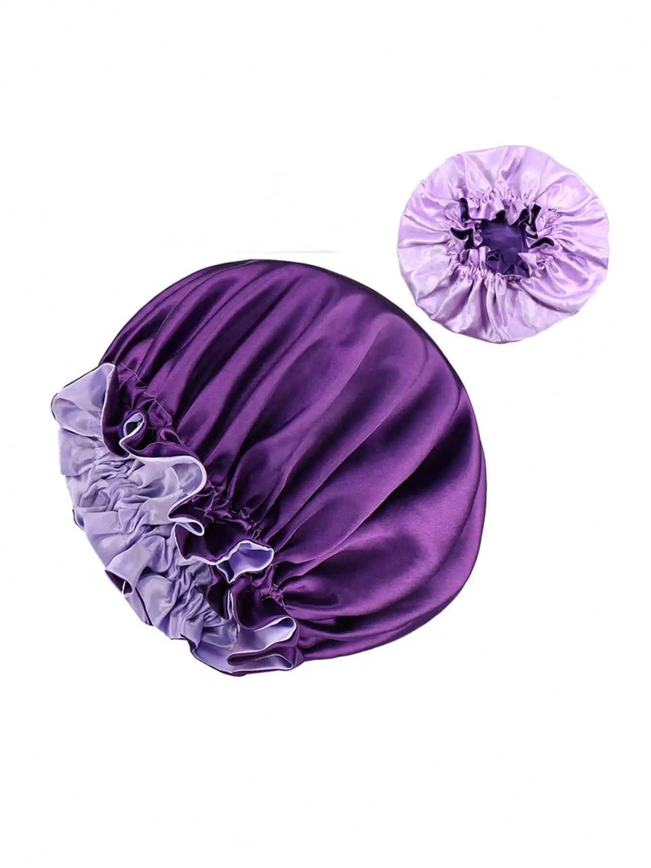 1pc Two Tone Satin Hat Silk Bonnet for Sleeping Satin Bonnets Double Layer Reversible Hair Cap Bonnet for Women Long Curly Braid