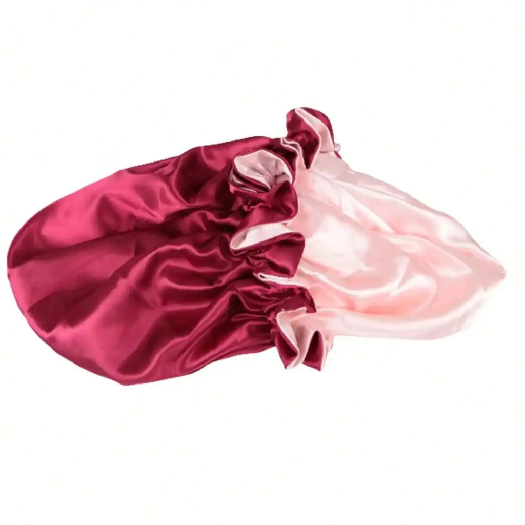 1pc Two Tone Satin Hat Silk Bonnet for Sleeping Satin Bonnets Double Layer Reversible Hair Cap Bonnet for Women Long Curly Braid