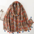1 spring and summer new Bali yarn color printed scarf literary versatile thin ethnic style shawl scarf