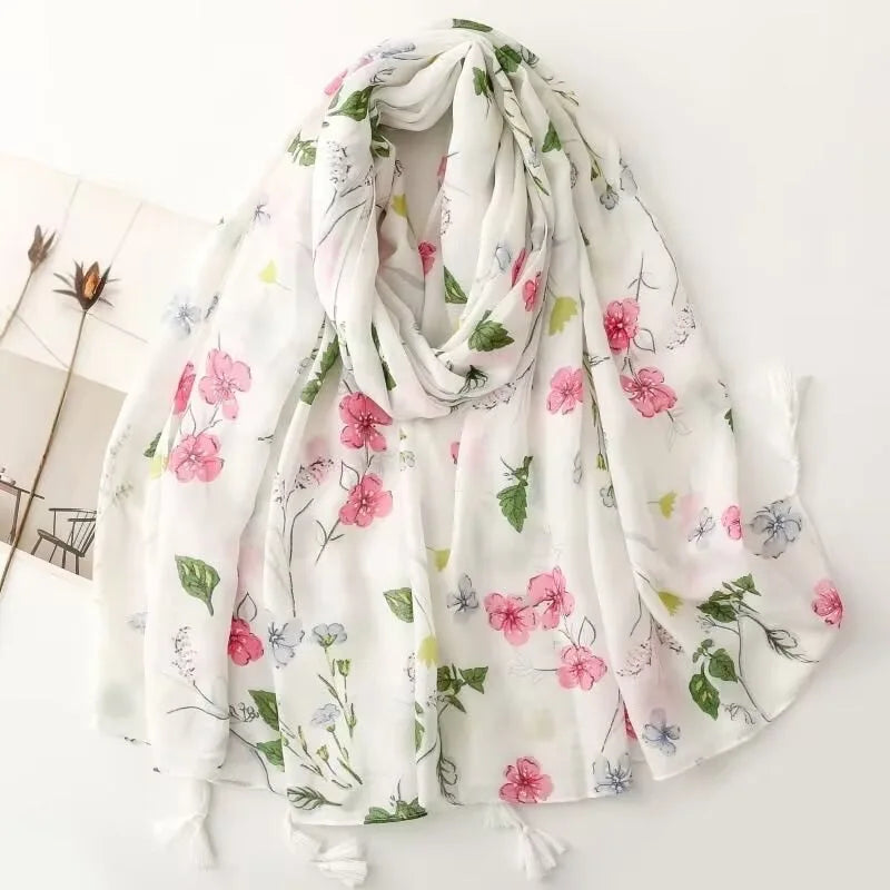 1 spring and summer new Bali yarn color printed scarf literary versatile thin ethnic style shawl scarf