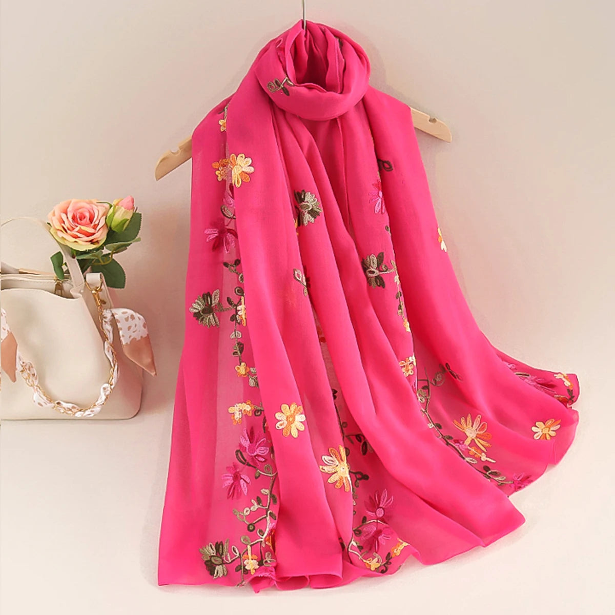 Spring Summer Cotton Linen Long Scarf for Women Literary National Style Dual-Purpose Embroidered Travel Sunscreen Shawl