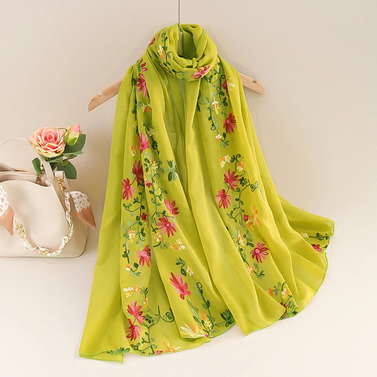 Spring Summer Cotton Linen Long Scarf for Women Literary National Style Dual-Purpose Embroidered Travel Sunscreen Shawl