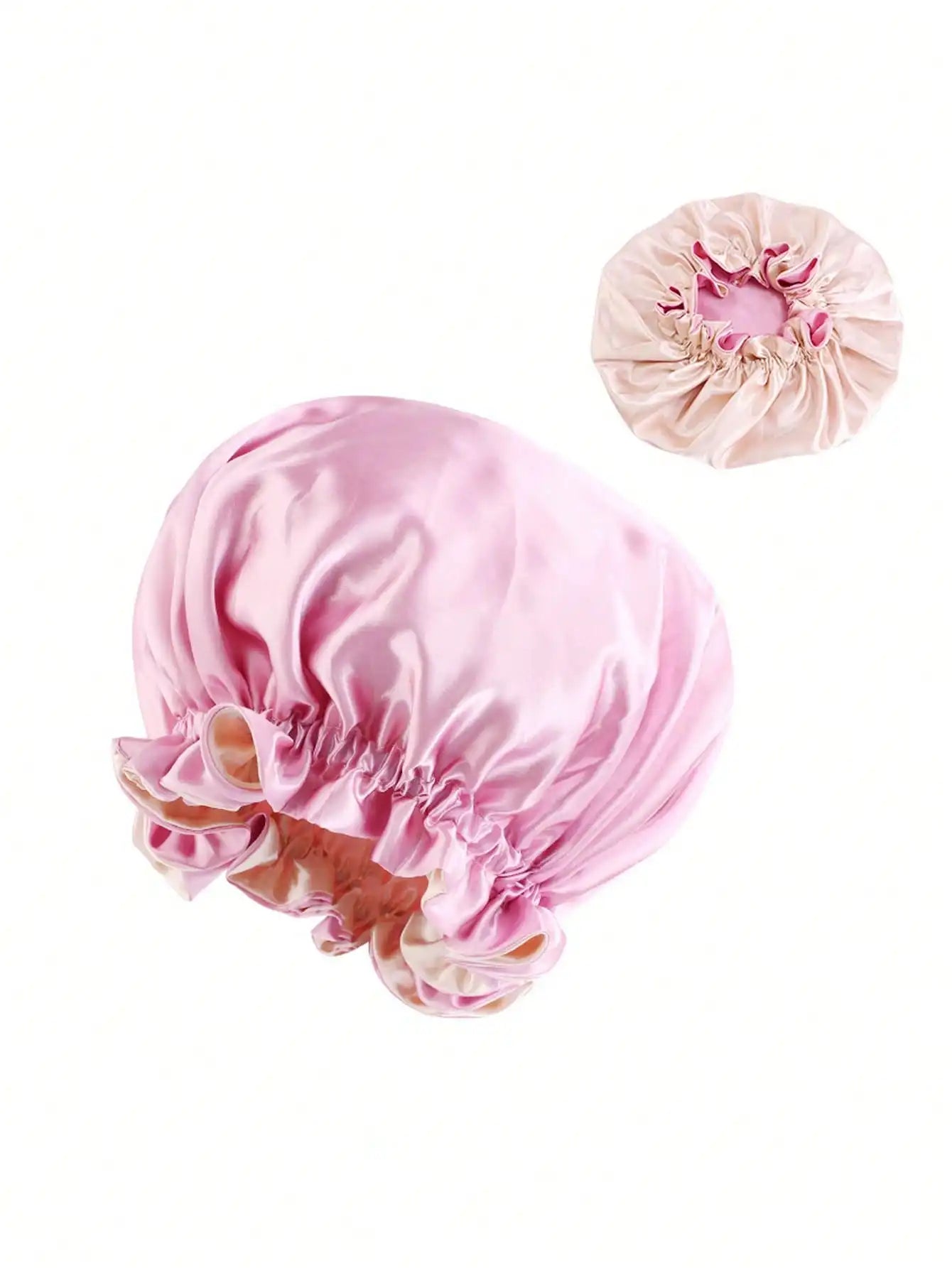 1pc Two Tone Satin Hat Silk Bonnet for Sleeping Satin Bonnets Double Layer Reversible Hair Cap Bonnet for Women Long Curly Braid