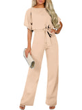 Women's Belted Jumpsuit Casual Wide-Leg Pants  Summer Commute Outfit  Stylish & Comfortable