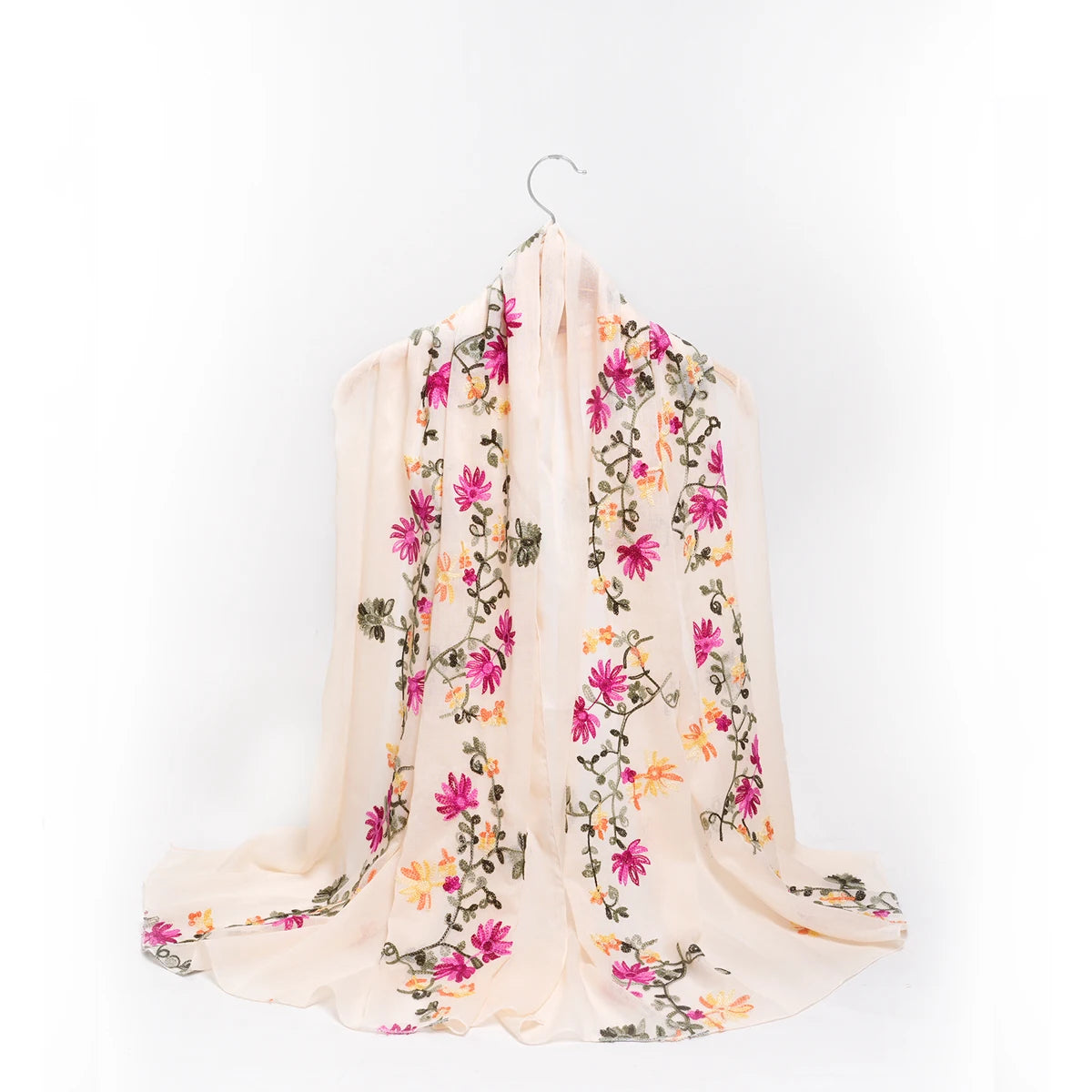 Spring Summer Cotton Linen Long Scarf for Women Literary National Style Dual-Purpose Embroidered Travel Sunscreen Shawl