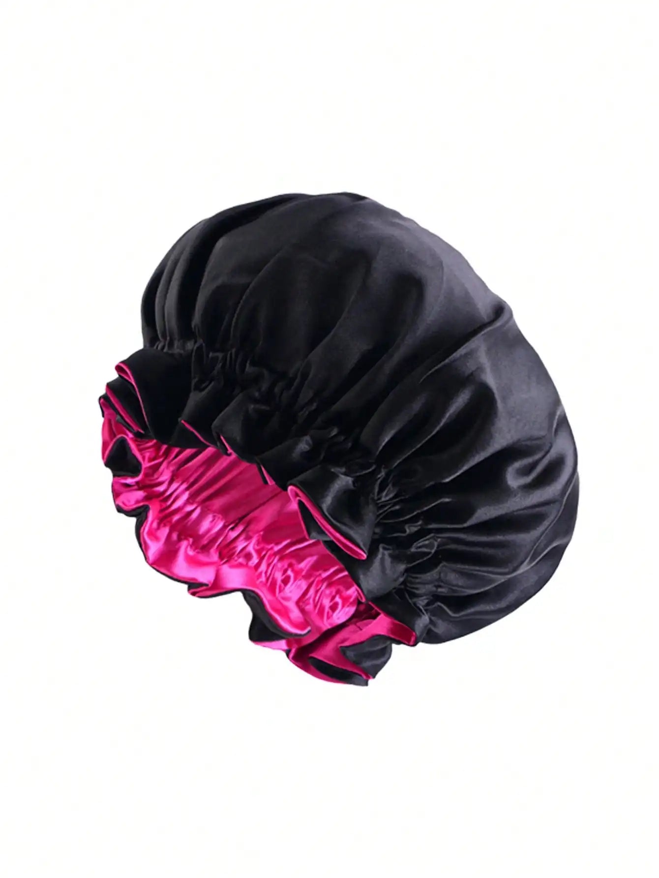 1pc Two Tone Satin Hat Silk Bonnet for Sleeping Satin Bonnets Double Layer Reversible Hair Cap Bonnet for Women Long Curly Braid